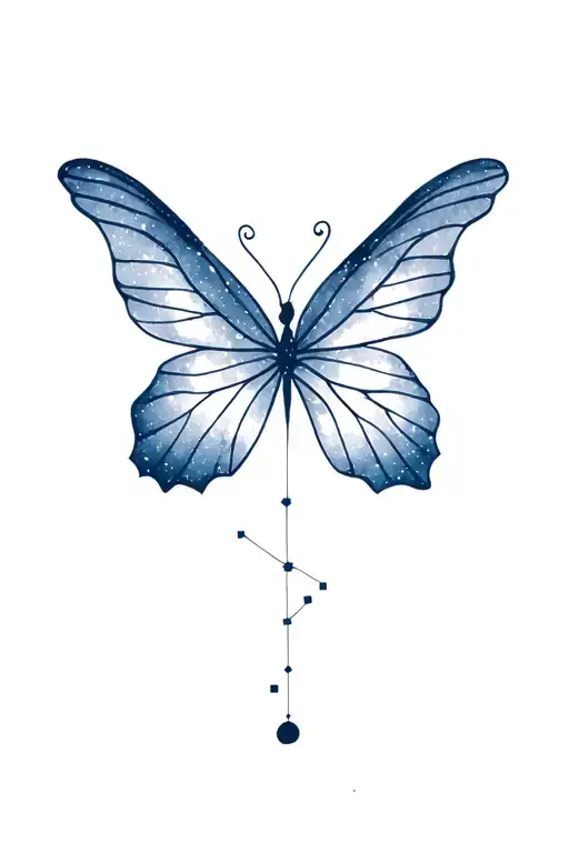 fading butterfly with Lyra constellation tattoo design idea