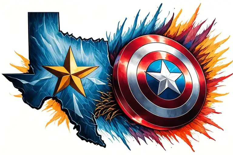 Captain America shield with Texas lone Star tattoo design idea