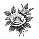 roses  and  love and  devotion  tattoo design idea