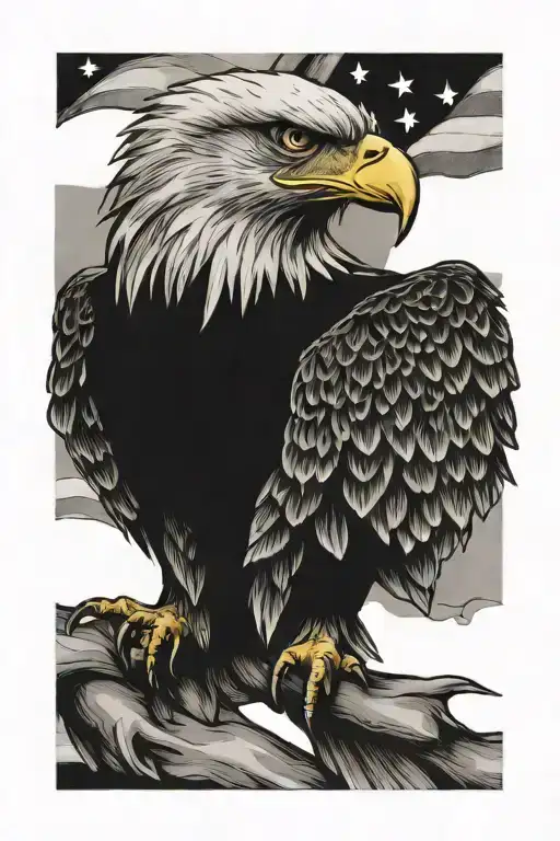 eagle and American flag intertwined tattoo design idea