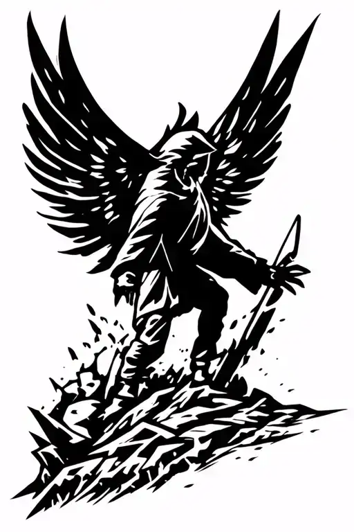 "Proverbs 24:16" someone conquering rough terrain guided by the holy spirit tattoo design idea