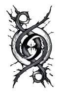 Small tattoo on the side of the neck (infinity symbol inside a broken circle) = rebellion against time. tattoo design idea