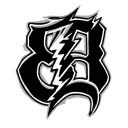 The letters E B in cursive with a lightning bolt on top tattoo design idea
