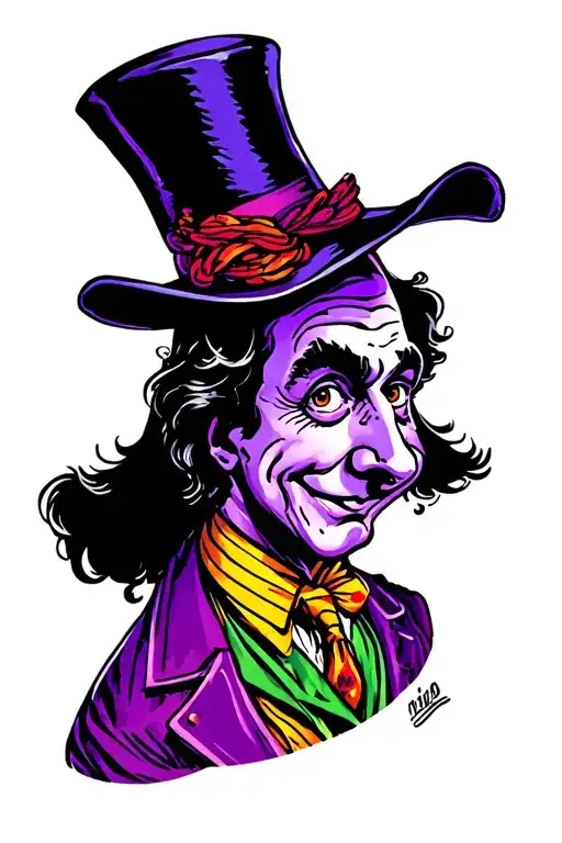 willy wonka inspired sleeve tattoo tattoo design idea