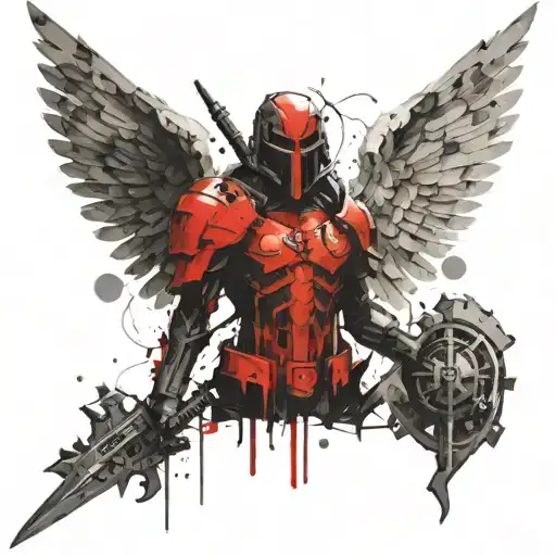 seraphin angel with six and warhammer 40K angel knight tattoo design idea