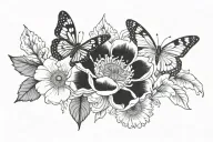 anemone and butterfly tattoo design idea