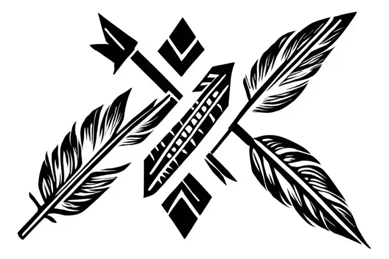 Navajo arrow with feather  tattoo design idea