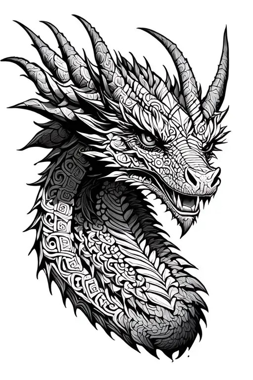 Aztec double headed dragon with stone texture tattoo design idea