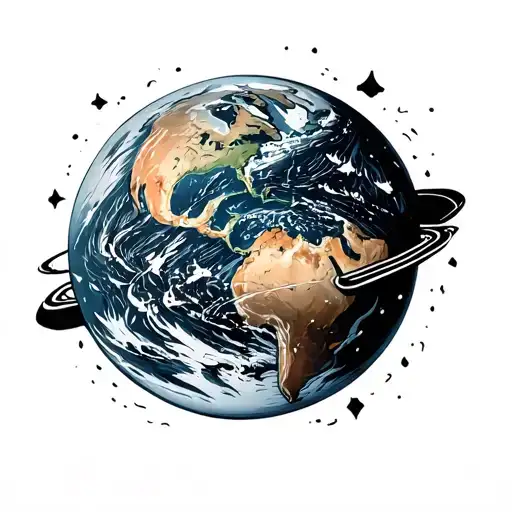 flat earth tattoo design idea
