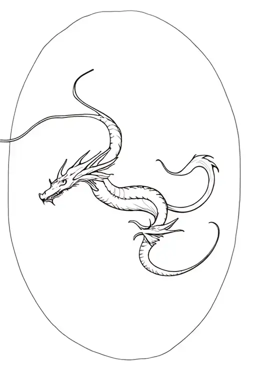 long flying dragon tattoo design idea