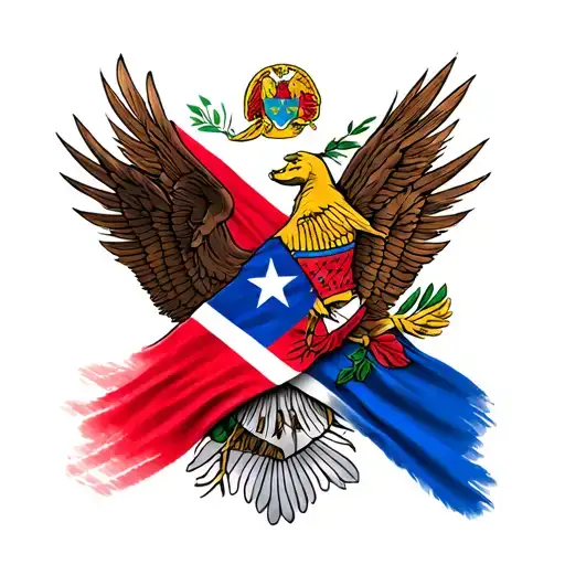 Puerto Rican and Dominican flag mixed together symbolizing tattoo design idea