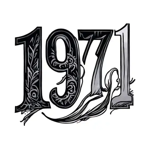 number 1971 with only the number tattoo design idea