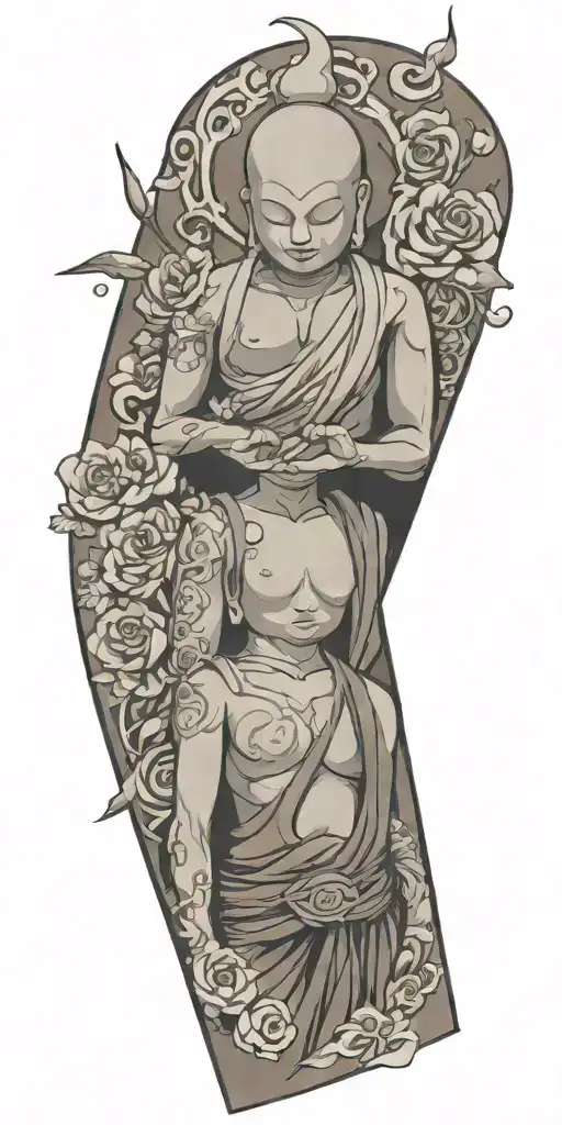 turn common Buddhist symbols and characters into multiple anime characters  tattoo design idea