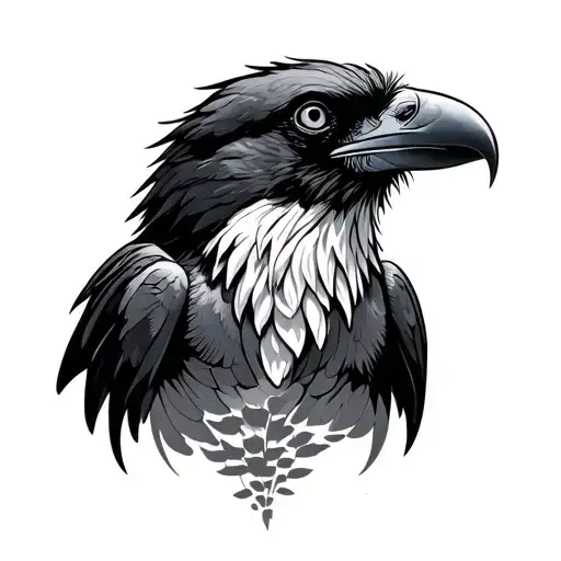 mount kilimanjaro A White necked raven tattoo design idea
