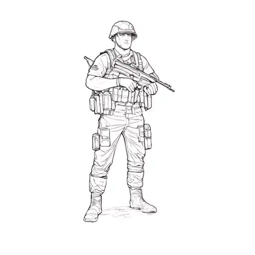 a soldier posing for a photo tattoo design idea
