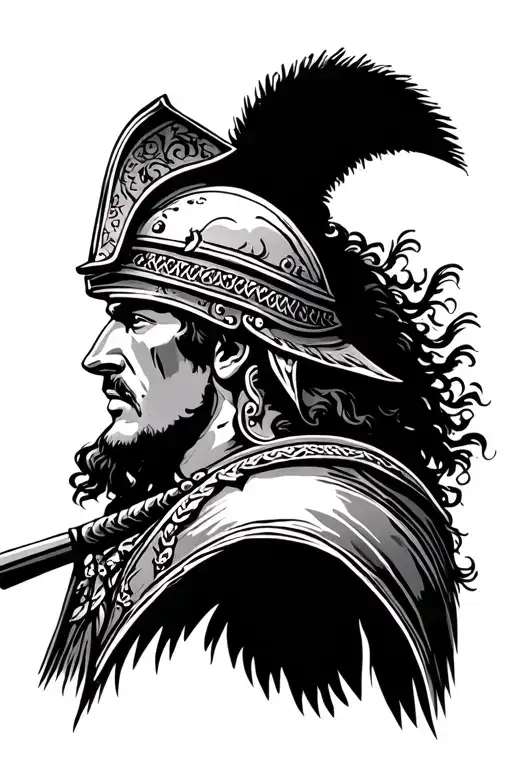 Spanish Conquistador side profile tattoo design idea