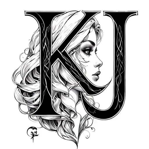 hidden initial K and J Scott Campbell female tattoo design idea