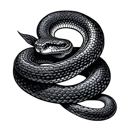 snake horizontal straight tattoo design idea