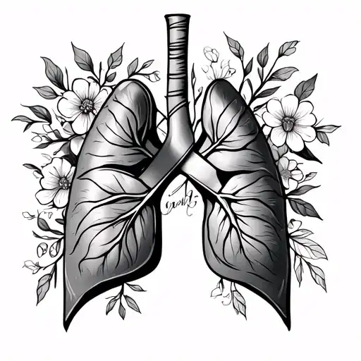 Lung cancer ribbon with lungs half November birth flowers. 8602 days written out tattoo design idea