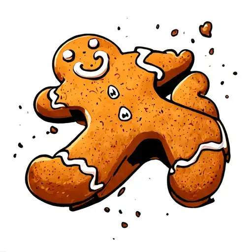 gingerbread man with bite out of his croch tattoo design idea