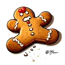 gingerbread man with bite out of his croch tattoo design idea