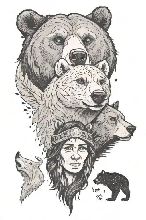 movie reference Brother Bear, Treasure Planet, Spirit, Pocahontas tattoo design idea