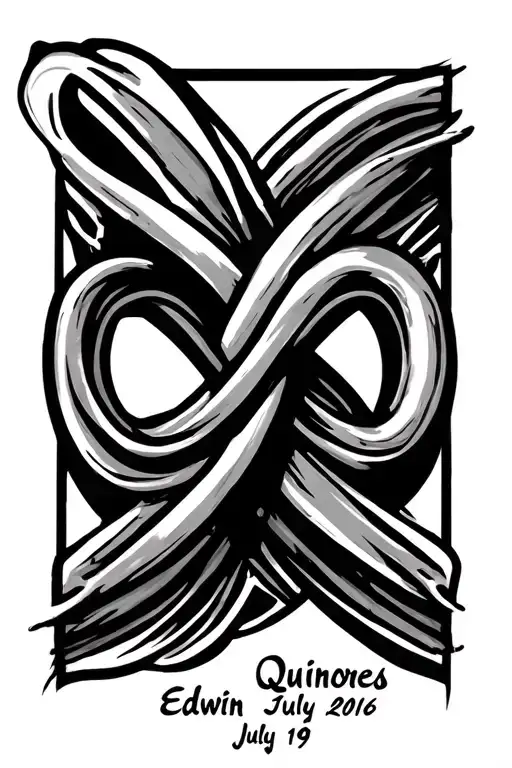 infinity sign with the name Edwin Quinones and date July 19, 2016 tattoo design idea