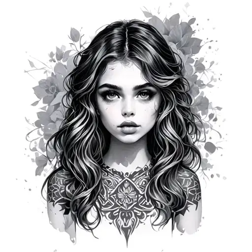 random girl tattoo design idea