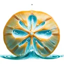 sand dollar in water waves tattoo design idea