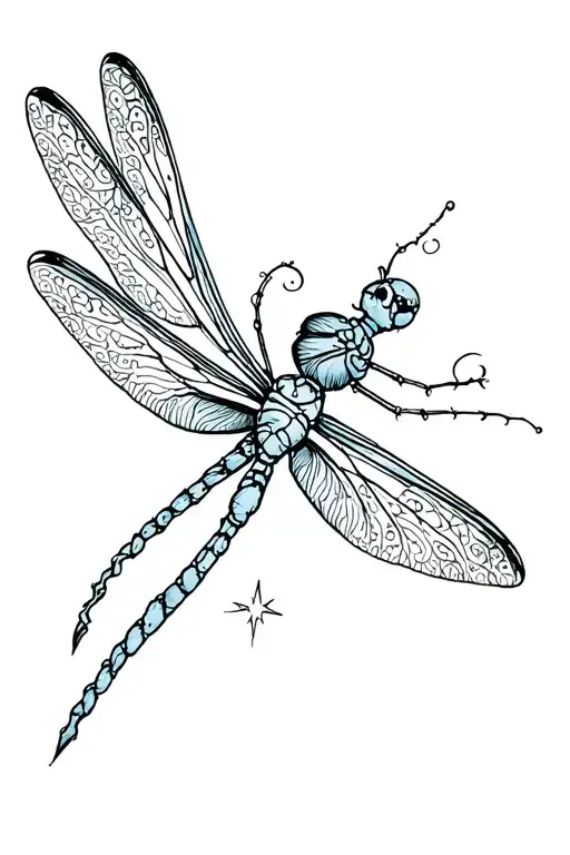 dragonfly fairy star tattoo design idea