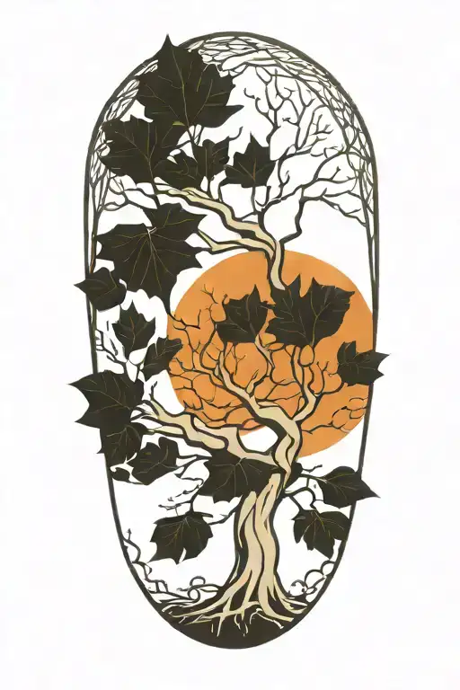 half sleeve Morton bay fig tree with roots tattoo design idea