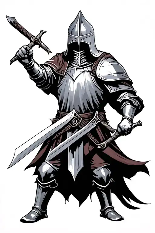 templar knight holding a sword tattoo design idea