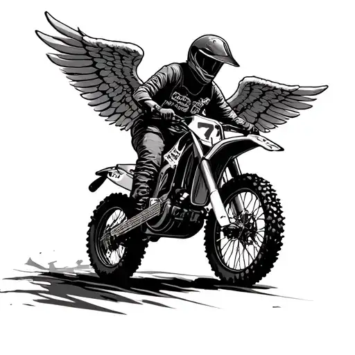  nunber 713 and angel wings and guitar and something involving dirtbike racing tattoo design idea