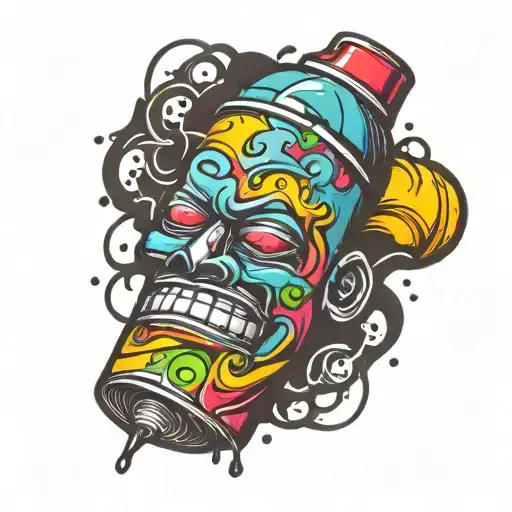 spray can with face tattoo design idea