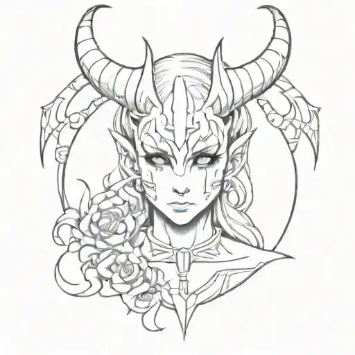 anime gothic with demon tattoo design idea