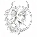 anime gothic with demon tattoo design idea