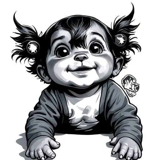 90s baby cartoon tattoo design idea