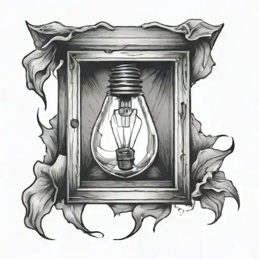 light bulb outside a box tattoo design idea