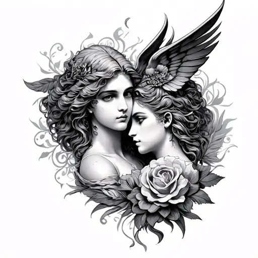 eros and psyche  tattoo design idea