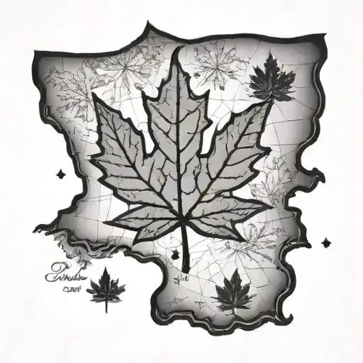 map of punjab map and a maple leaf tattoo design idea