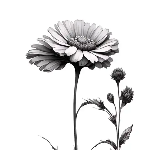 Marigold Cosmos tattoo design idea