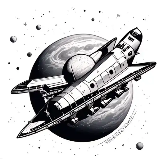 space,shuttle,planets tattoo design idea