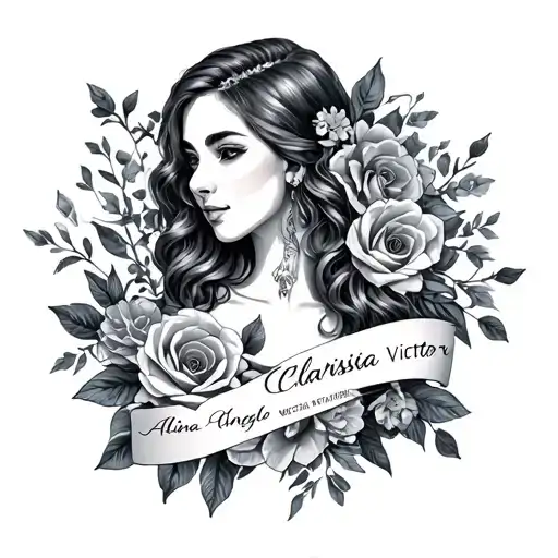 Alina Clarissa Angelo Victor name tattoo tattoo design idea