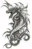 mechanical dragon wings wrapped tattoo design idea