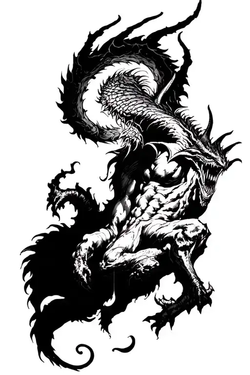 A demon comes down from they sky tattoo design idea