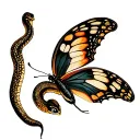 half snake butterfly that forms the other wing tattoo design idea
