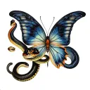 half snake butterfly that forms the other wing tattoo design idea
