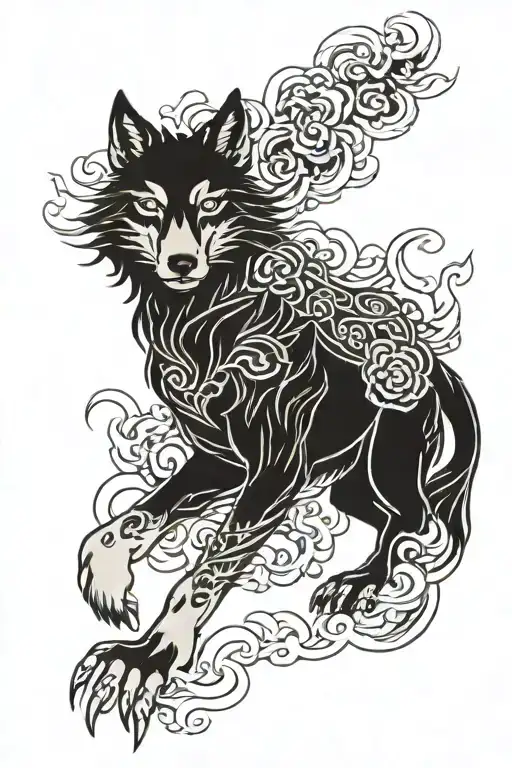 yakuza sleeve Wolf tattoo design idea
