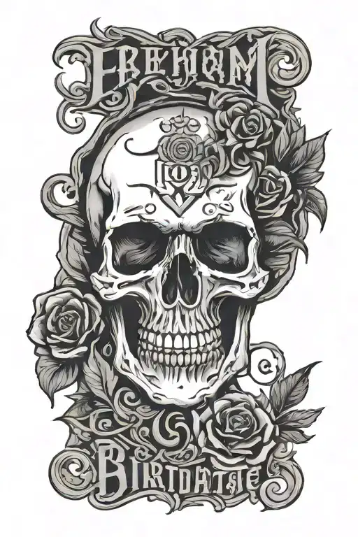 skull with birthdate incorporated 1991 tattoo design idea