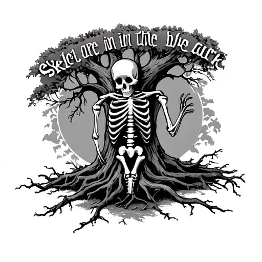 "Skeletons are in the bark" graveyard tree of life  tattoo design idea